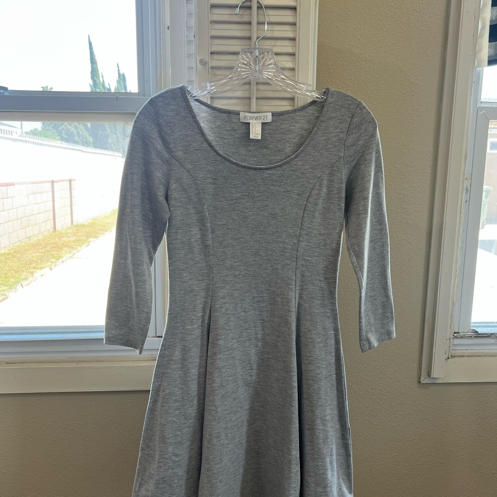 Forever 21 Heather Gray Fit & Flare Scoop Neck Knit Dress Size Small NEW